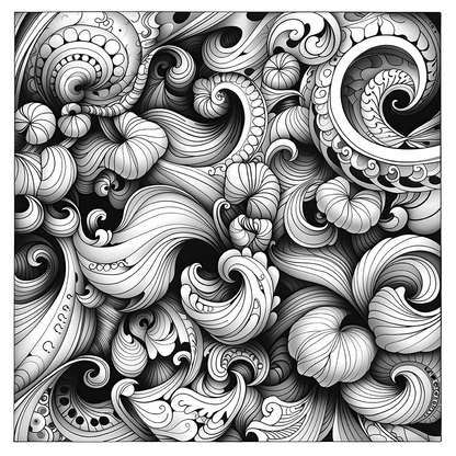 Whimsical Waves Abstract Colouring Products - Intricate Abstract Art | iColor