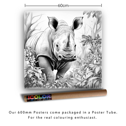 Fine Art - African Rhino Colouring Products - Majestic Animal Art | iColor