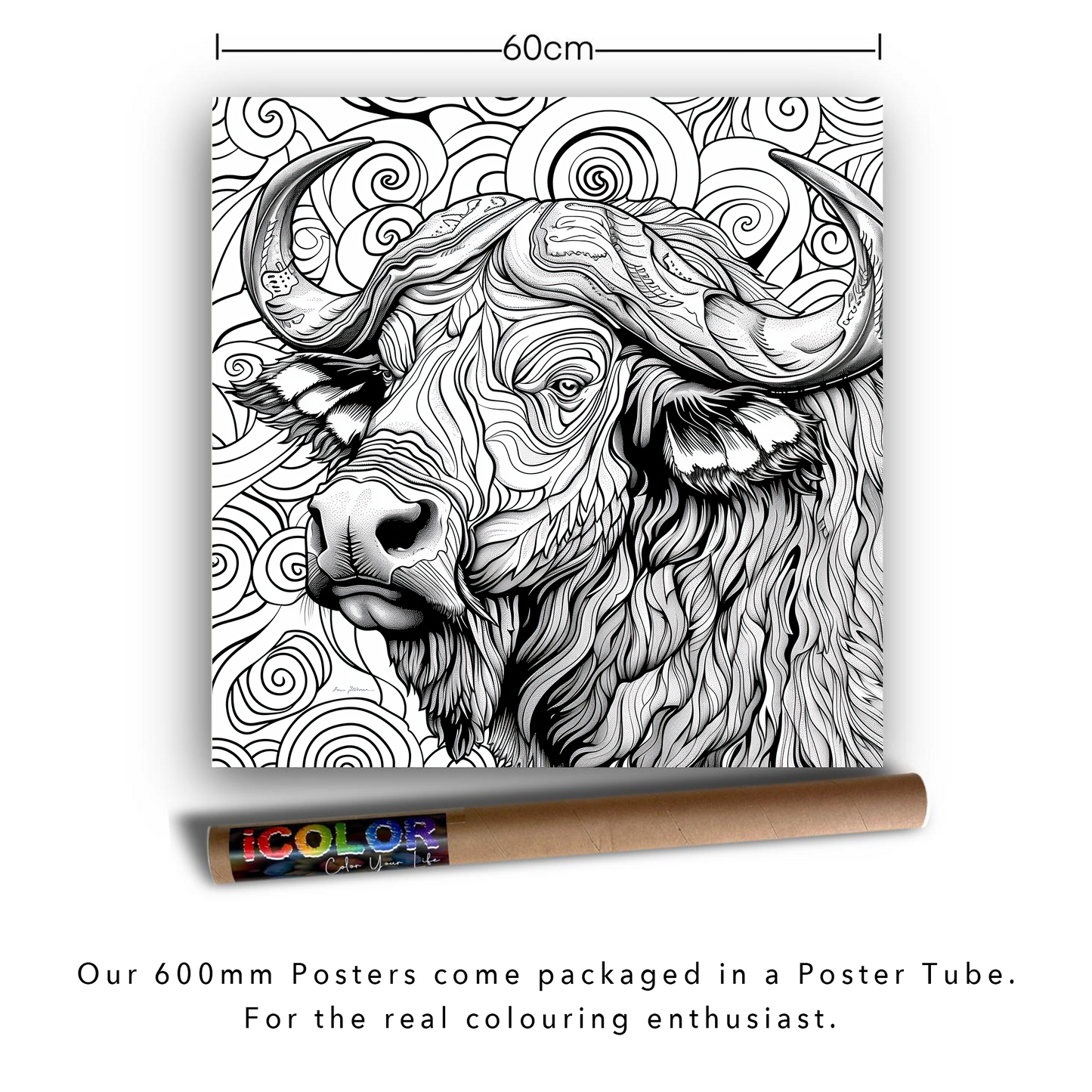 Buffalo Spirals Colouring Products - Majestic Animal Art | iColor