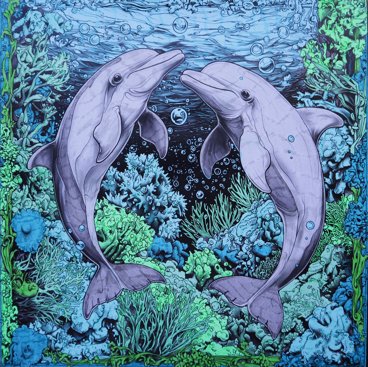 Dolphin Duo Harmony Colouring Products - Intricate Aquatic Art | iColor