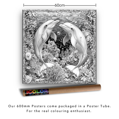 Dolphin Duo Harmony Colouring Products - Intricate Aquatic Art | iColor