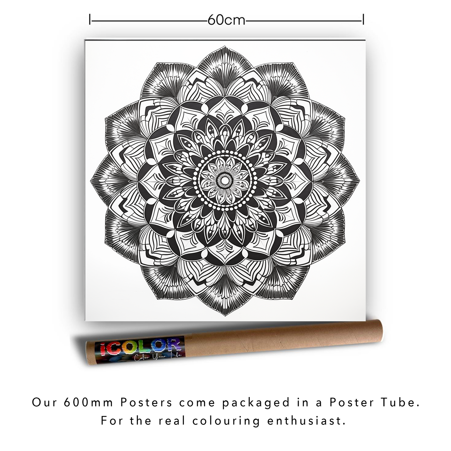 Geometric Mandala White Colouring Products - Intricate Mandala Art | iColor