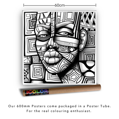 Geometric Gaze African Mask Colouring Products - Abstract African Mask | iColor