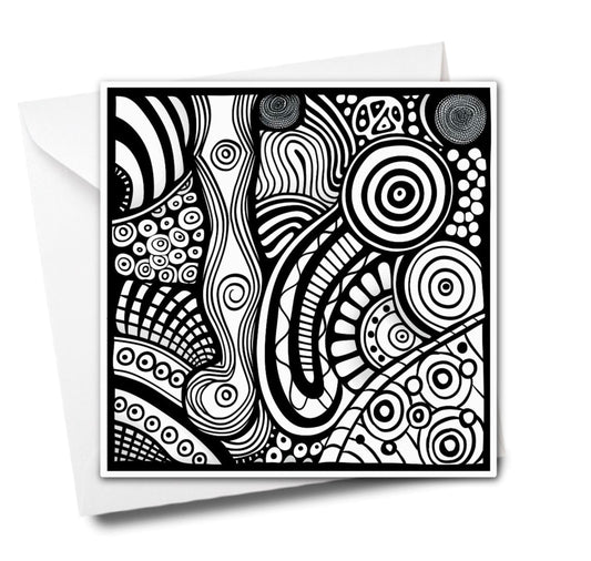 Enigmatic Patterns Abstract Colouring Greeting Card - Intricate Abstract Art | iColor