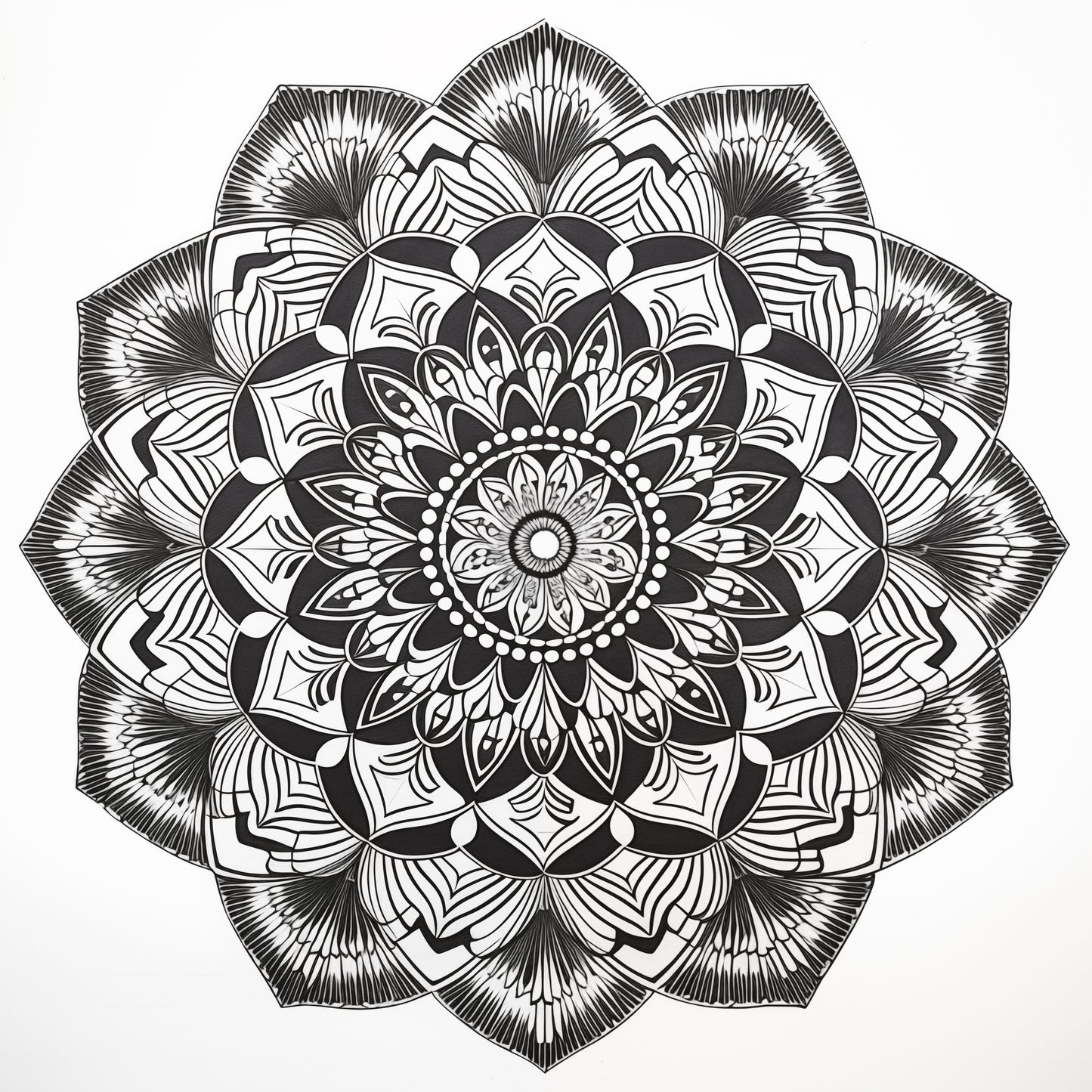 Geometric Mandala White Colouring Poster - Intricate Mandala Art | iColor