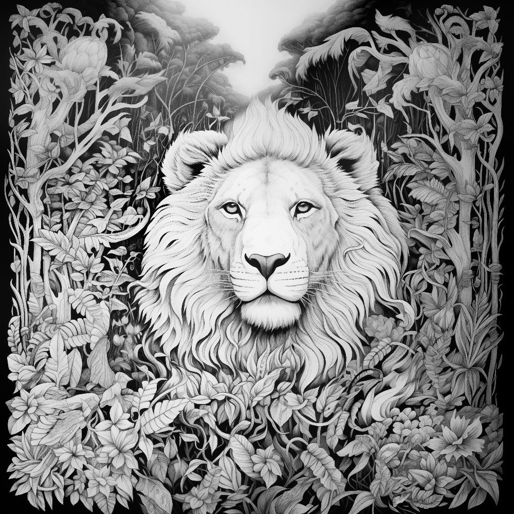 Jungle Lion Colouring Products - Majestic Animal Art | iColor