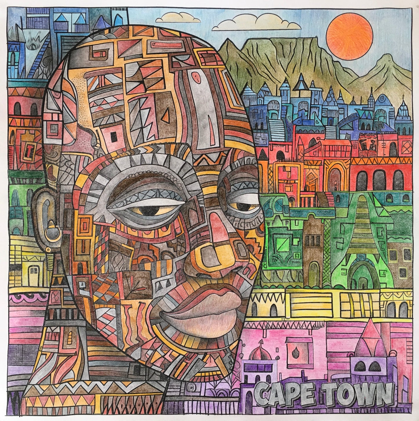 Cape Town Mosaic Colouring Poster - Explore South Africa's Heritage | iColor