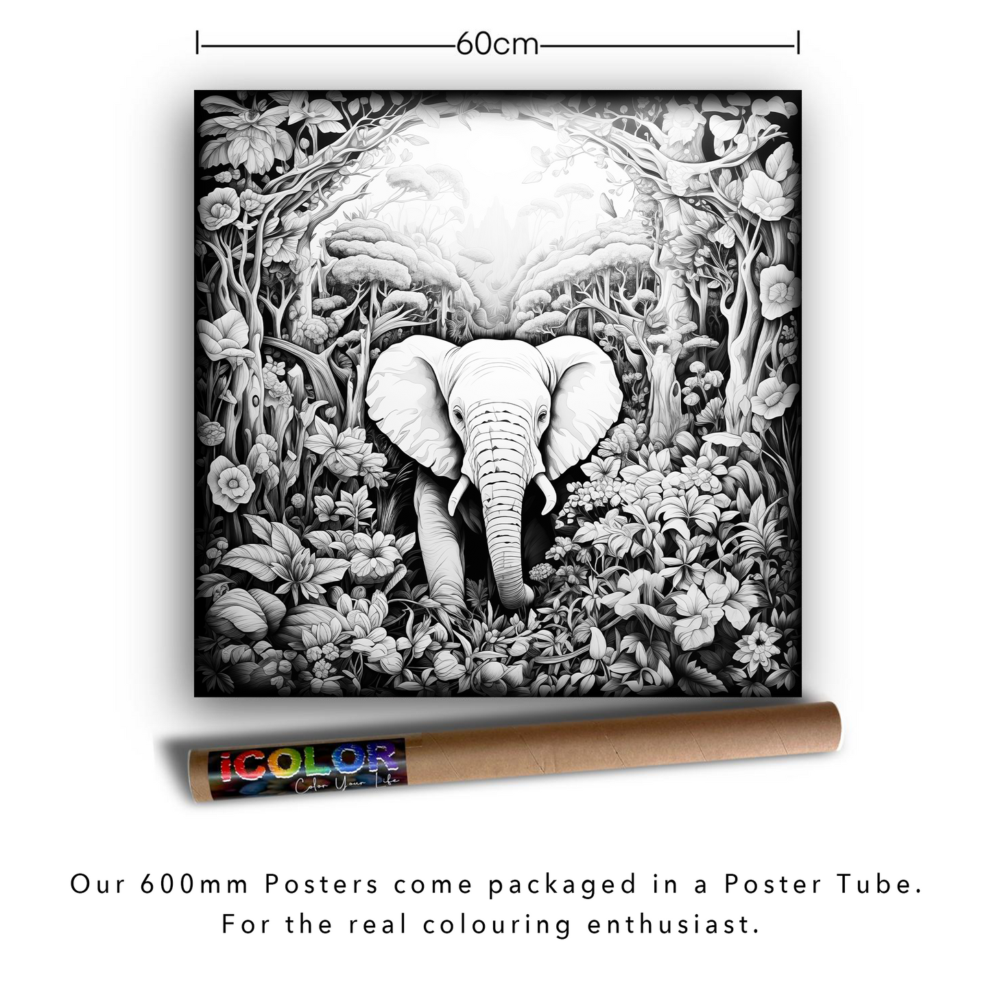 Jungle Elephant Colouring Products - Majestic Animal Art | iColor