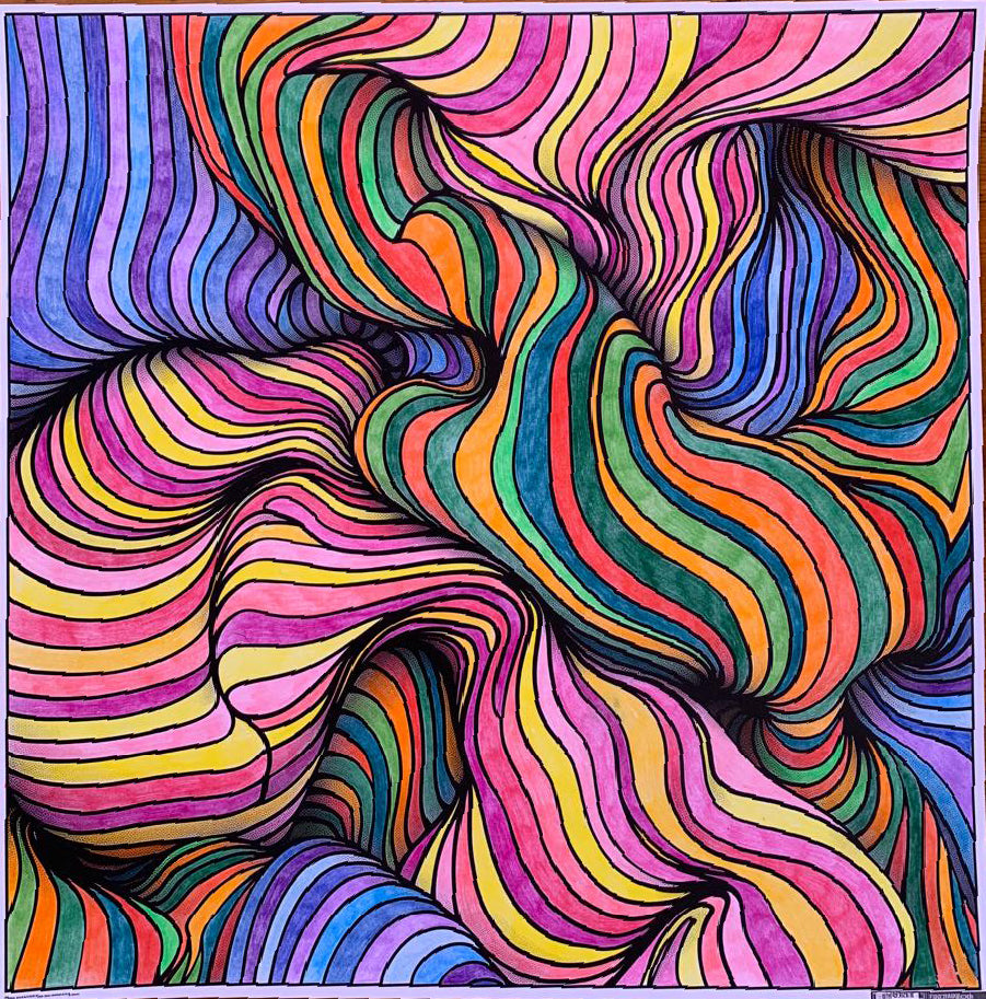 Rhythmic Contours Abstract Colouring Products - Intricate Abstract Art | iColor