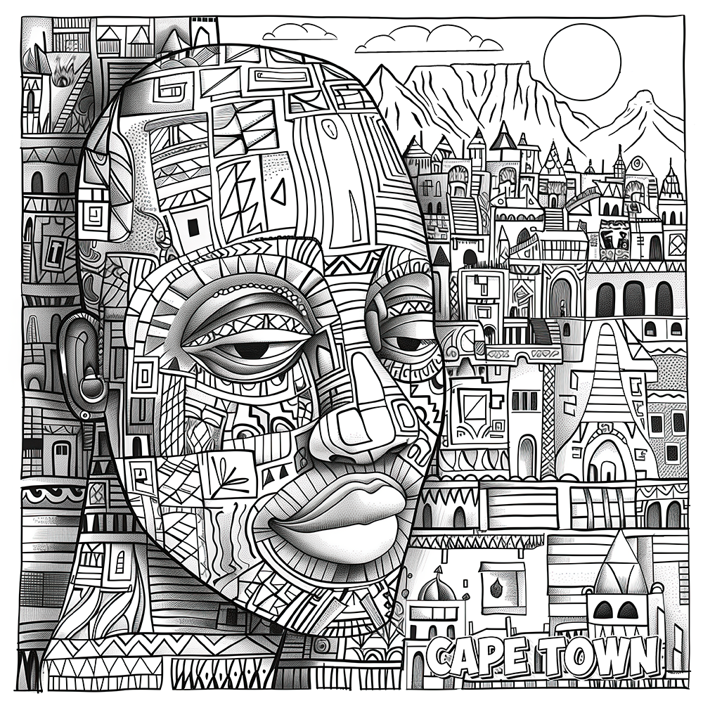 Cape Town Mosaic Colouring Poster - Explore South Africa's Heritage | iColor