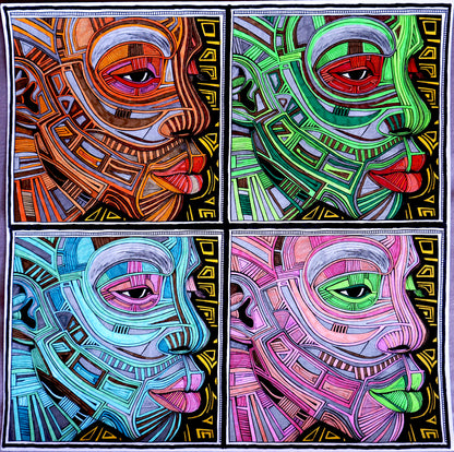 Unity Mosaic African Mask Colouring Poster - Modern Interpretation of African Masks | iColor